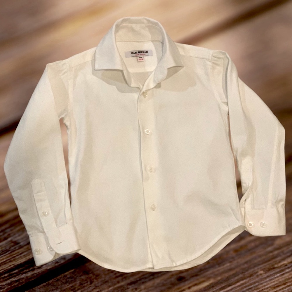 Isaac Mizrahi Toddler 2-3 T Boys 100% Cotton Twill Dress Shirt white
